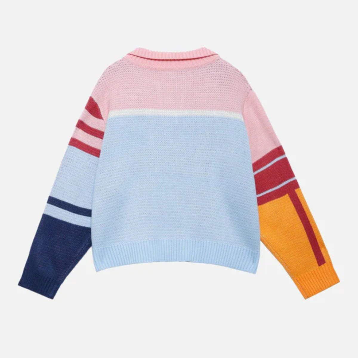 Damen Strickpullover mit buntem Grafik-Design und modernem Kragen Stalluxe