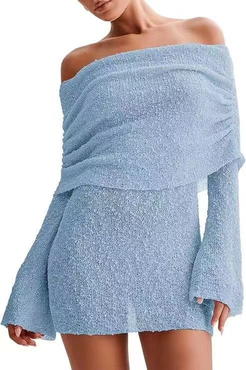 Damen Schulterfreies Minikleid mit glitzerndem Effekt und Übergröße Stalluxe