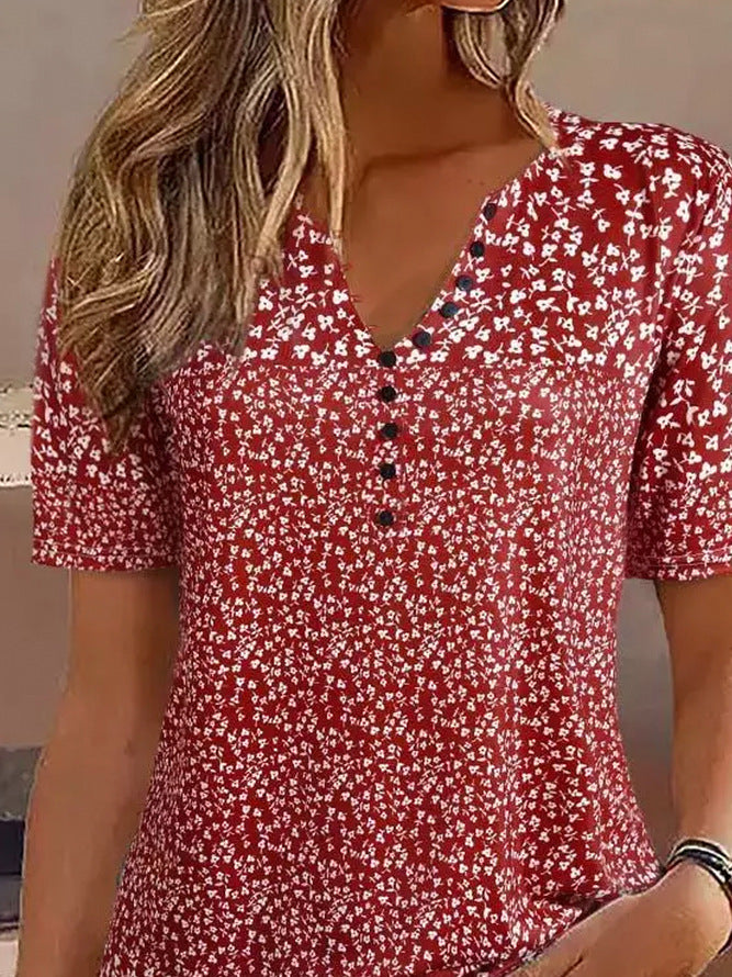 Damen Kurzarmbluse mit floralem Muster Stalluxe