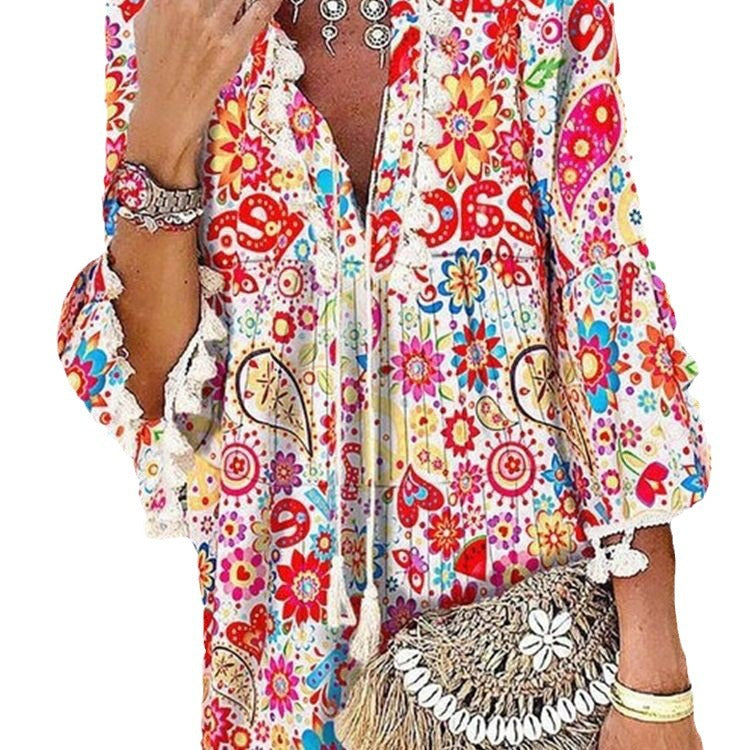 Damen Tunika-Kleid mit kreativem Print und Taschendetails Stalluxe