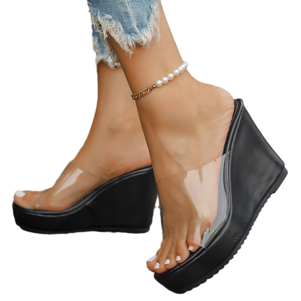 Damen Plateau-Sandalen mit transparentem Obermaterial und modischem Design Stalluxe