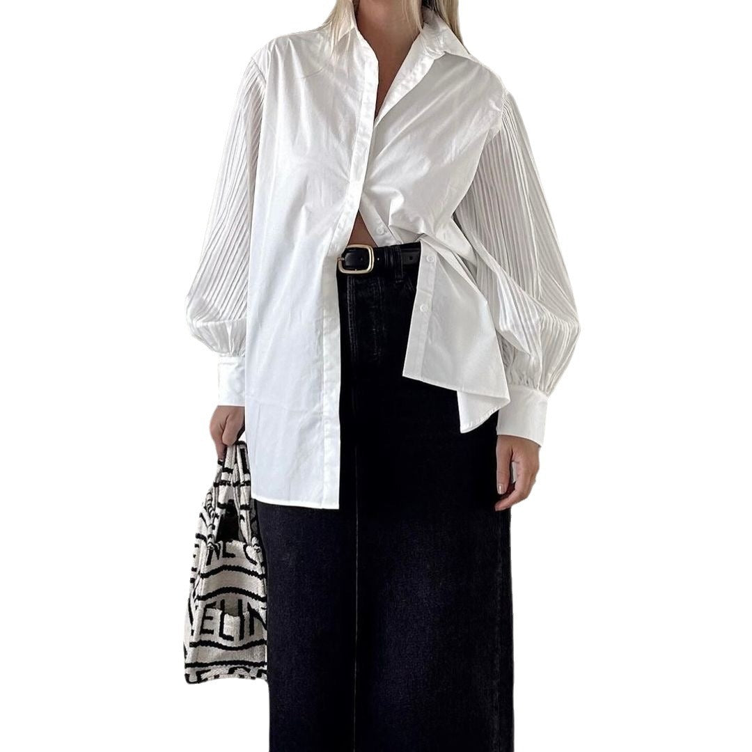 Damen Oversized Hemdbluse mit innovativen Rüschendetails Stalluxe