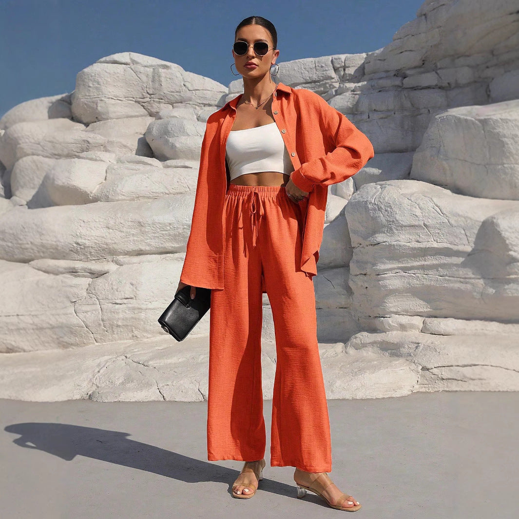 Damen elegantes und lässiges Leinen-Loungewear-Set mit lockerer Passform Stalluxe