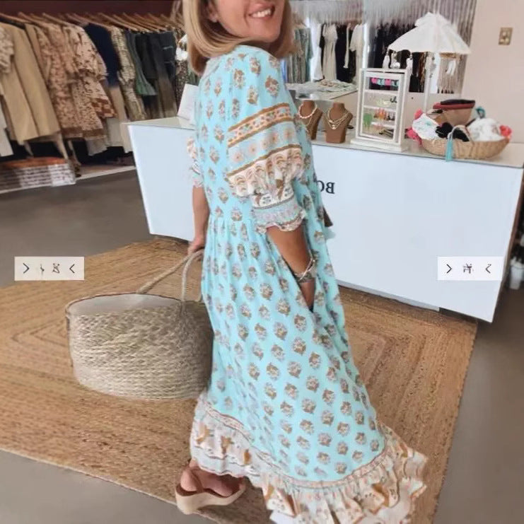 Damen luftiges Baumwollmaxikleid mit eleganten Details Stalluxe