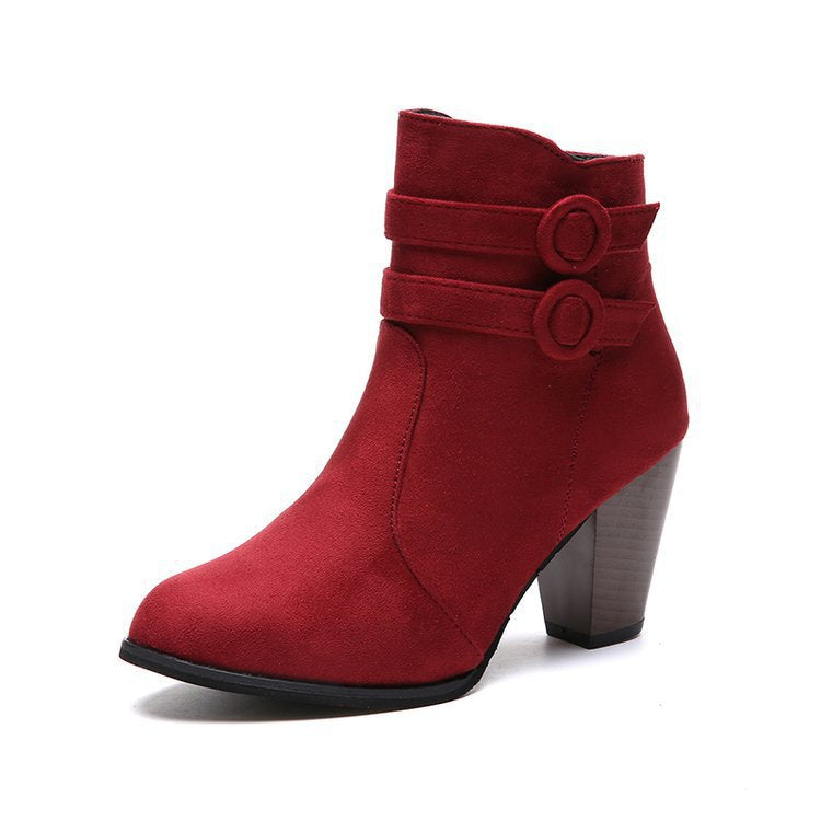 Damen Elegante Ankle Boots mit modischer Knopfdekoration und komfortablem Blockabsatz Stalluxe