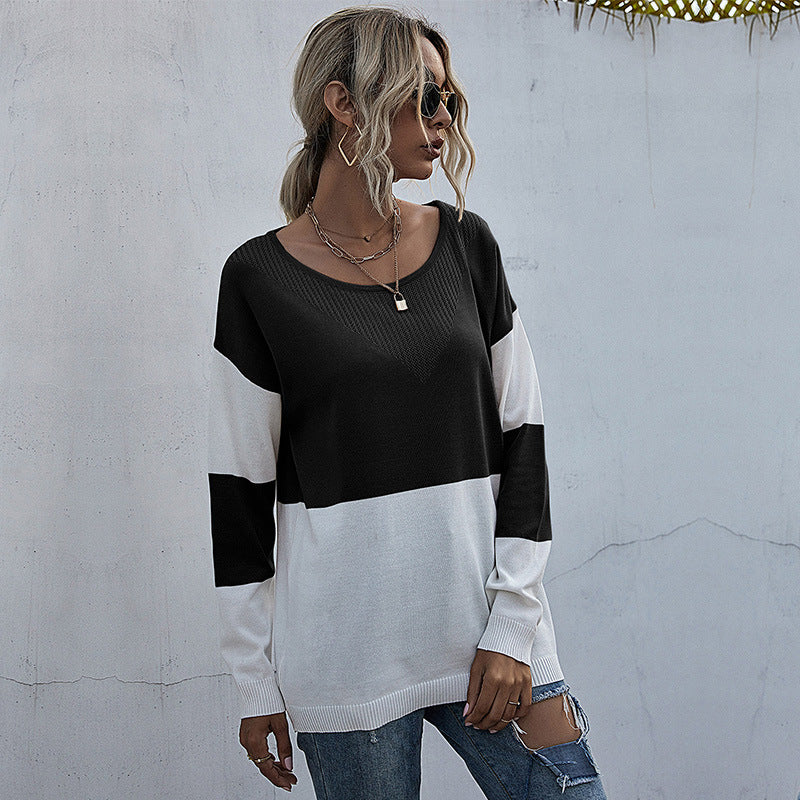 Damen lässiger V-Pullover mit modischem Netzdesign Stalluxe