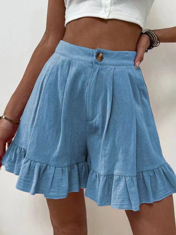 Damen Volant-Shorts mit elastischem Bund und seitlichen Taschen Stalluxe