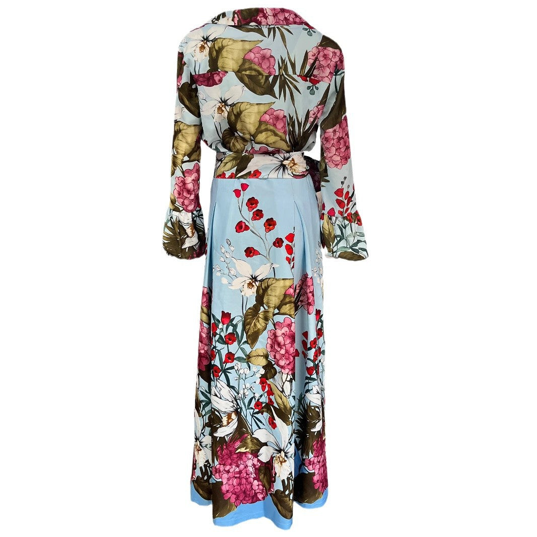Damen Elegantes Maxikleid mit floralem Muster und schickem Gürtel Stalluxe