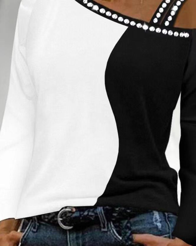 Damen asymmetrisches Oberteil mit Glitzerakzenten Stalluxe