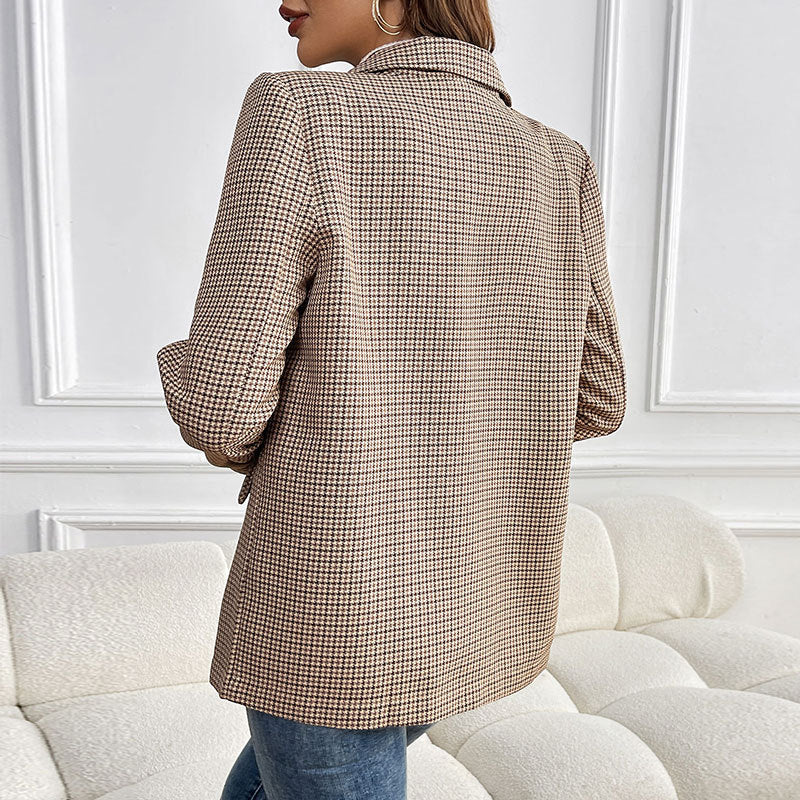 Damen elegante Karo-Blazerjacke Stalluxe