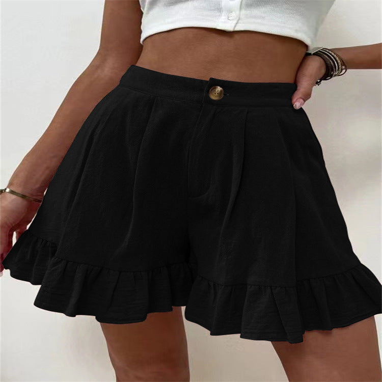 Damen Volant-Shorts mit elastischem Bund und seitlichen Taschen Stalluxe