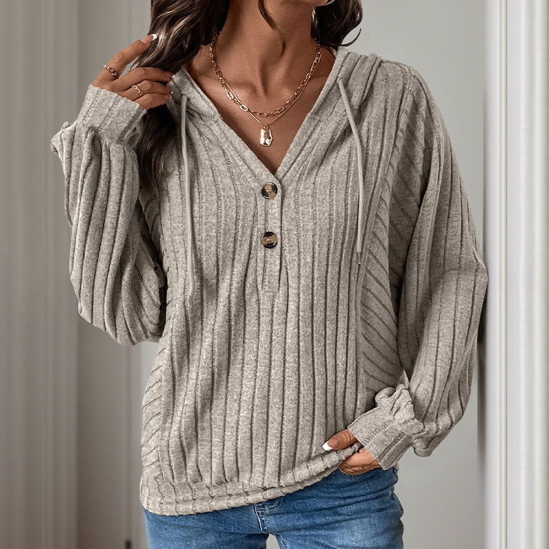 Damen Strickpullover mit Kapuze und Knopfdetail Stalluxe