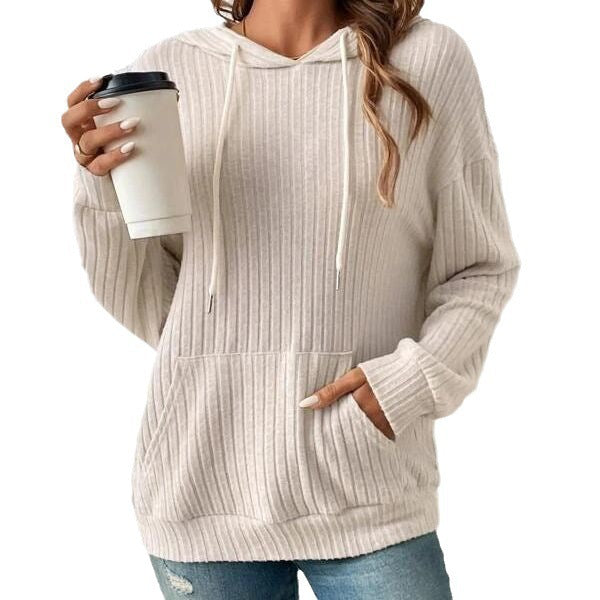 Damen Lässiger Kapuzenpullover mit Rippstruktur und praktischer Kängurutasche Stalluxe
