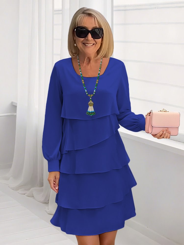 Damen schickes Rüschensommerkleid mit Langarm Stalluxe