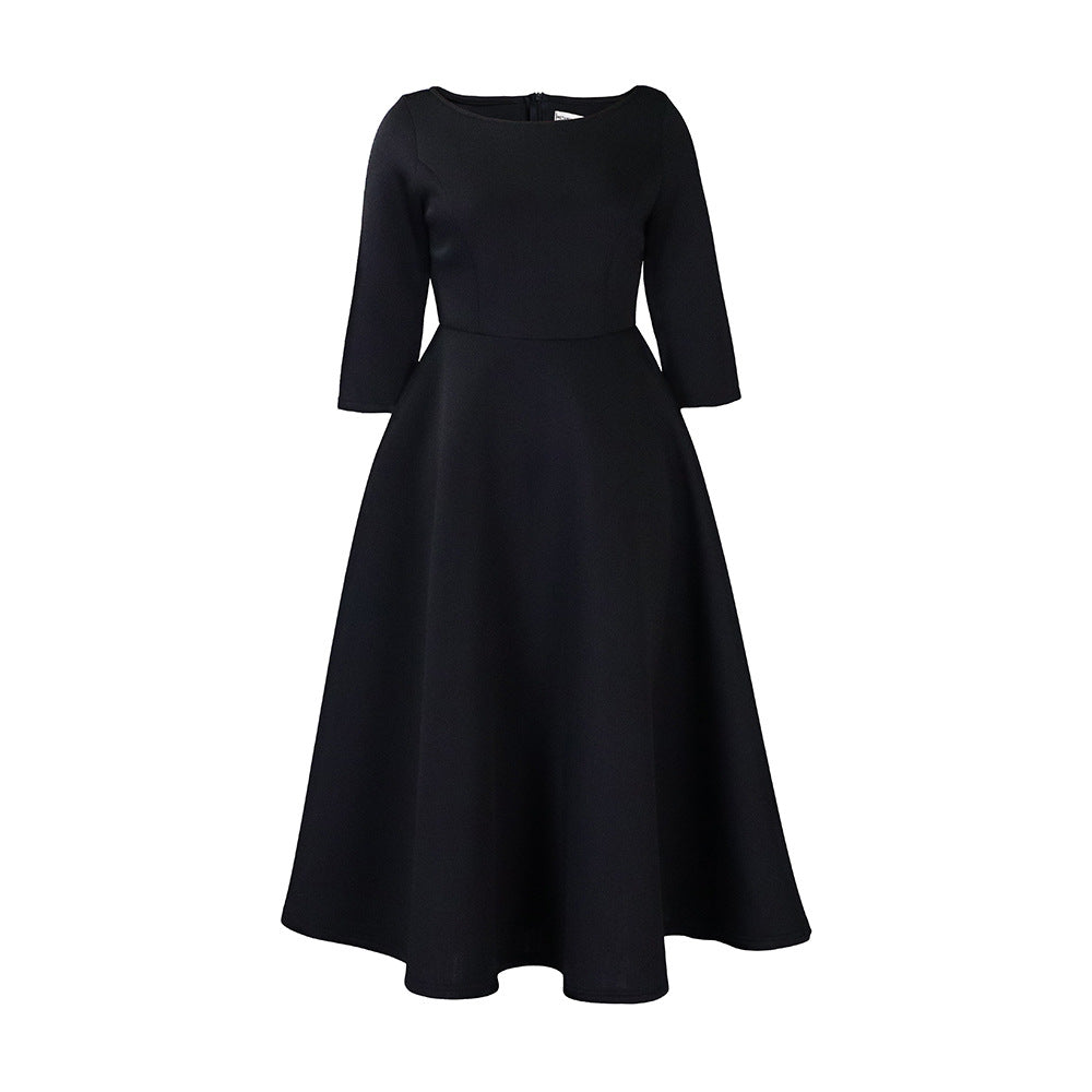 Damen elegantes Cocktailkleid mit A-Linien Schnitt und halblangen Ärmeln Stalluxe