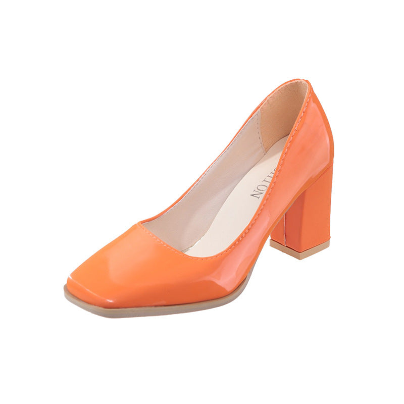 Damen elegante Pumps mit quadratischer Zehenkappe und hohem Blockabsatz Stalluxe