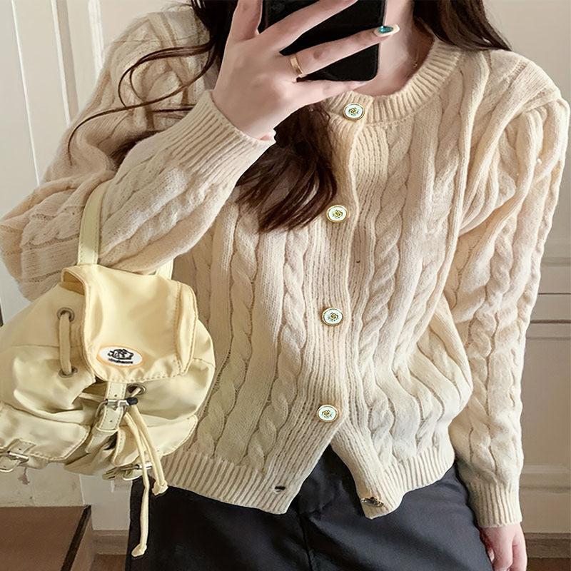 Damen Grobstrick Cardigan mit eleganten Knopfdetails und langem Arm Stalluxe