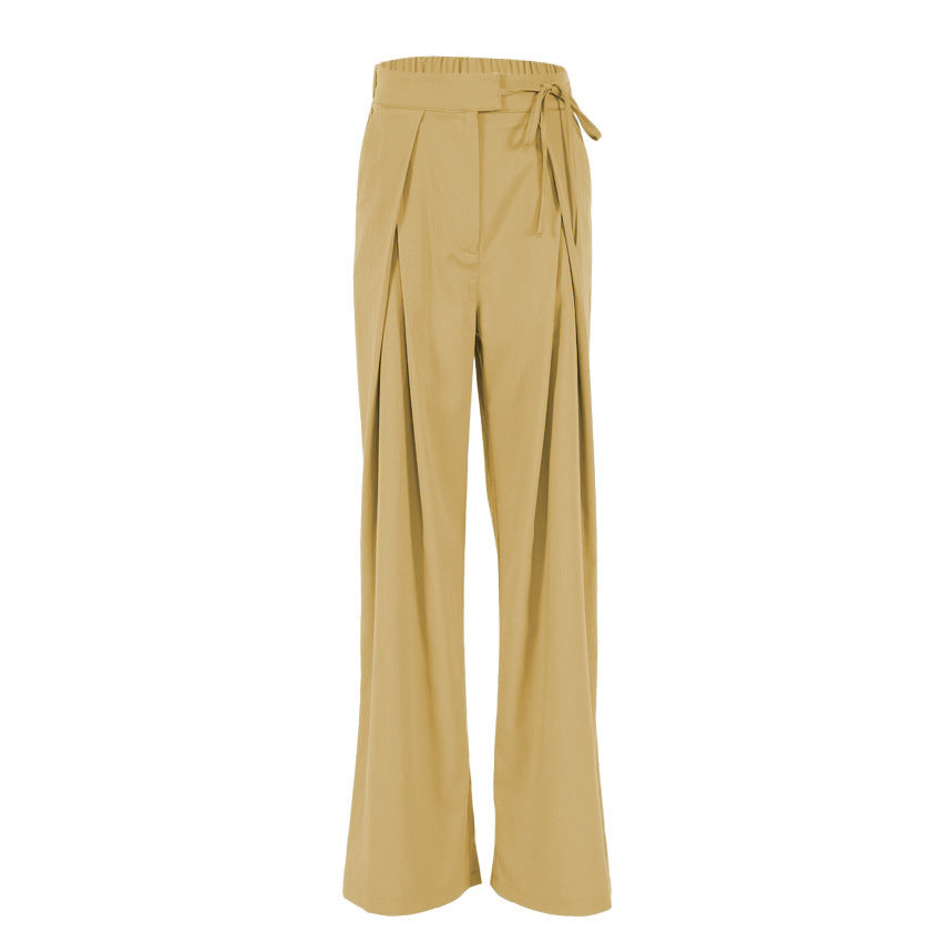 Damen Weite, hoch taillierte Stoffhose mit Bundfalten und Gürteldetail Stalluxe