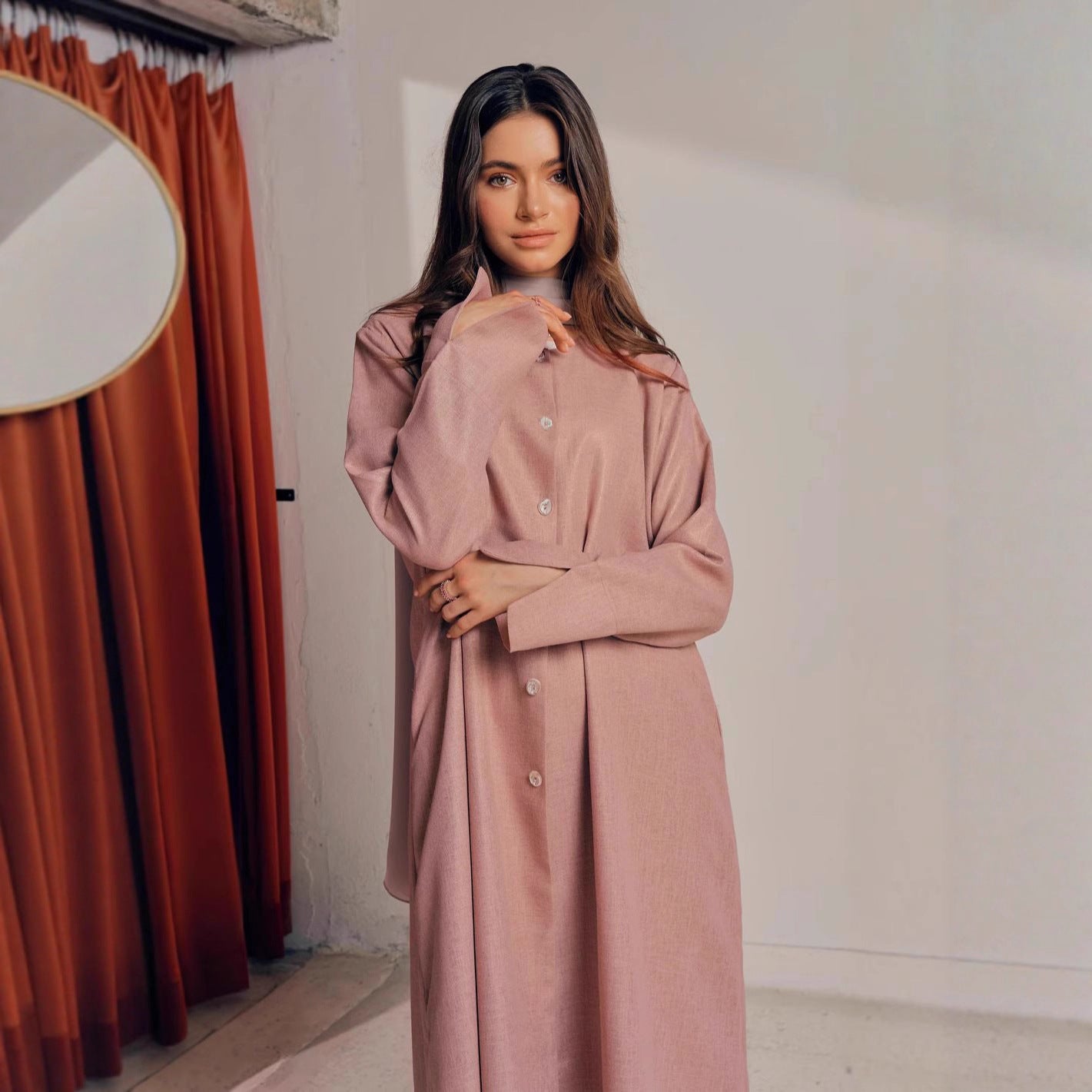 Damen stilvolles Langarmhemdkleid im Oversized-Schnitt Stalluxe
