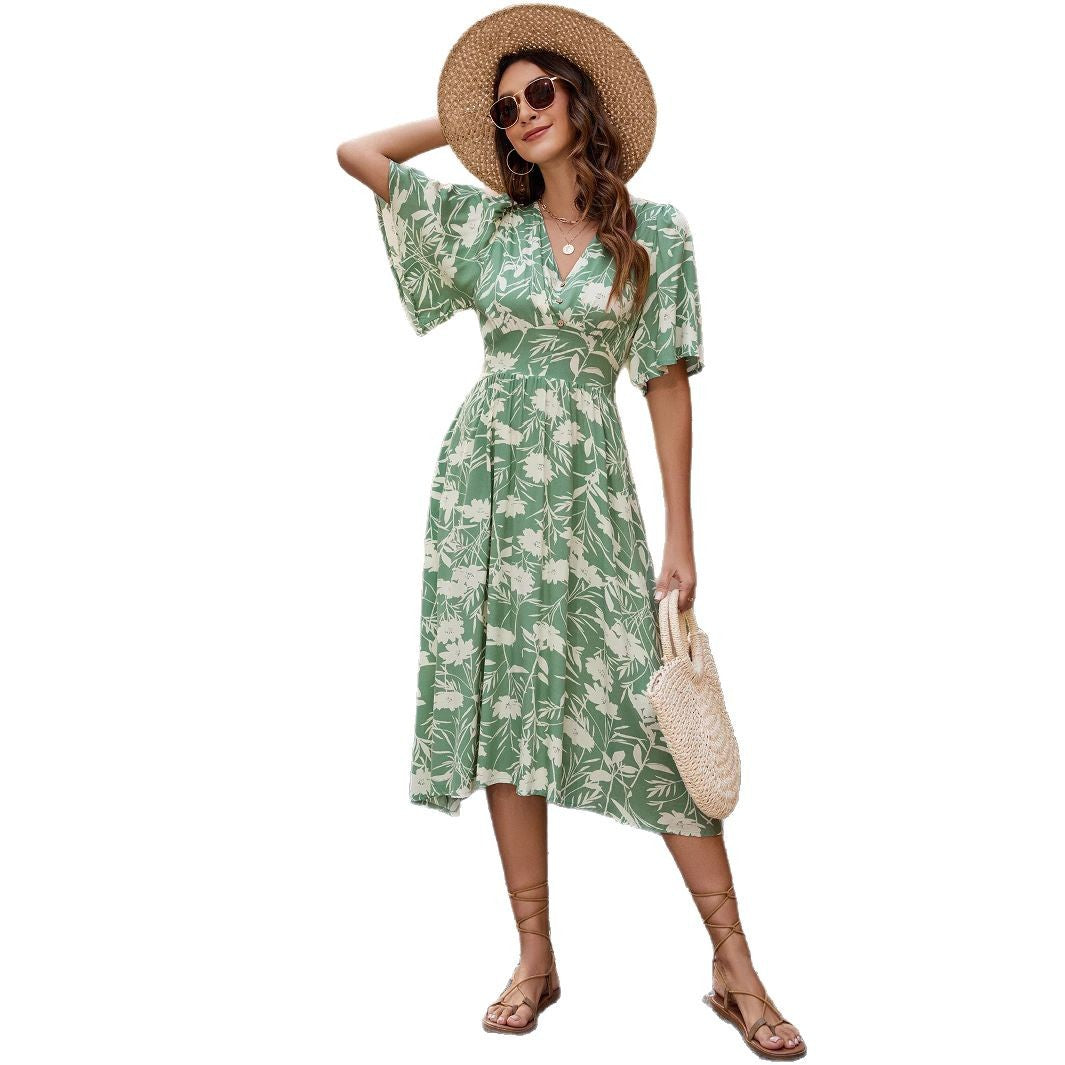 Damen Midi-Kleid im Boho-Stil mit floralen Mustern Stalluxe