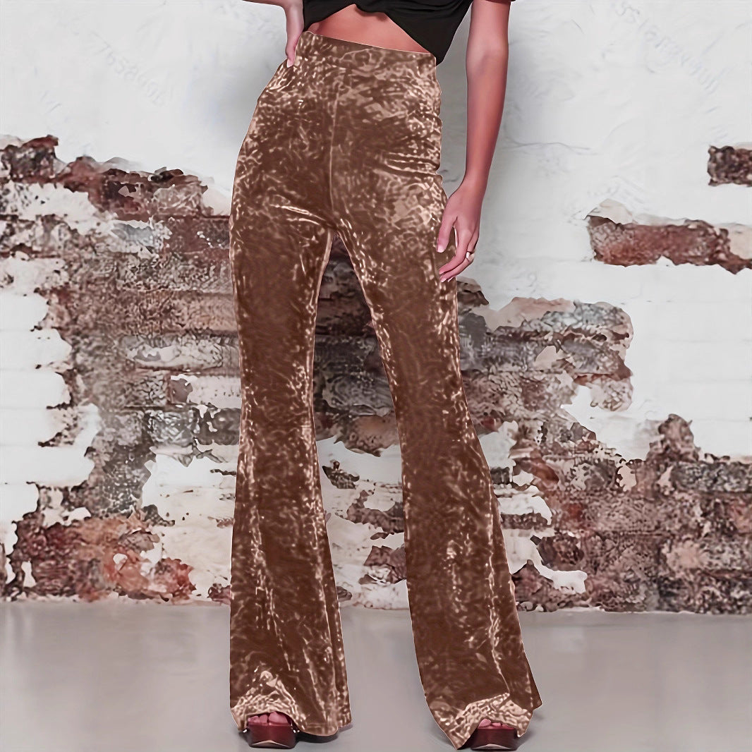 Damen Flared Hose aus luxuriösem Samt mit hohem Bund Stalluxe