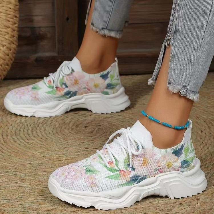 Damen modische Sneakers mit floralem Design und gepolsterter Sohle Stalluxe