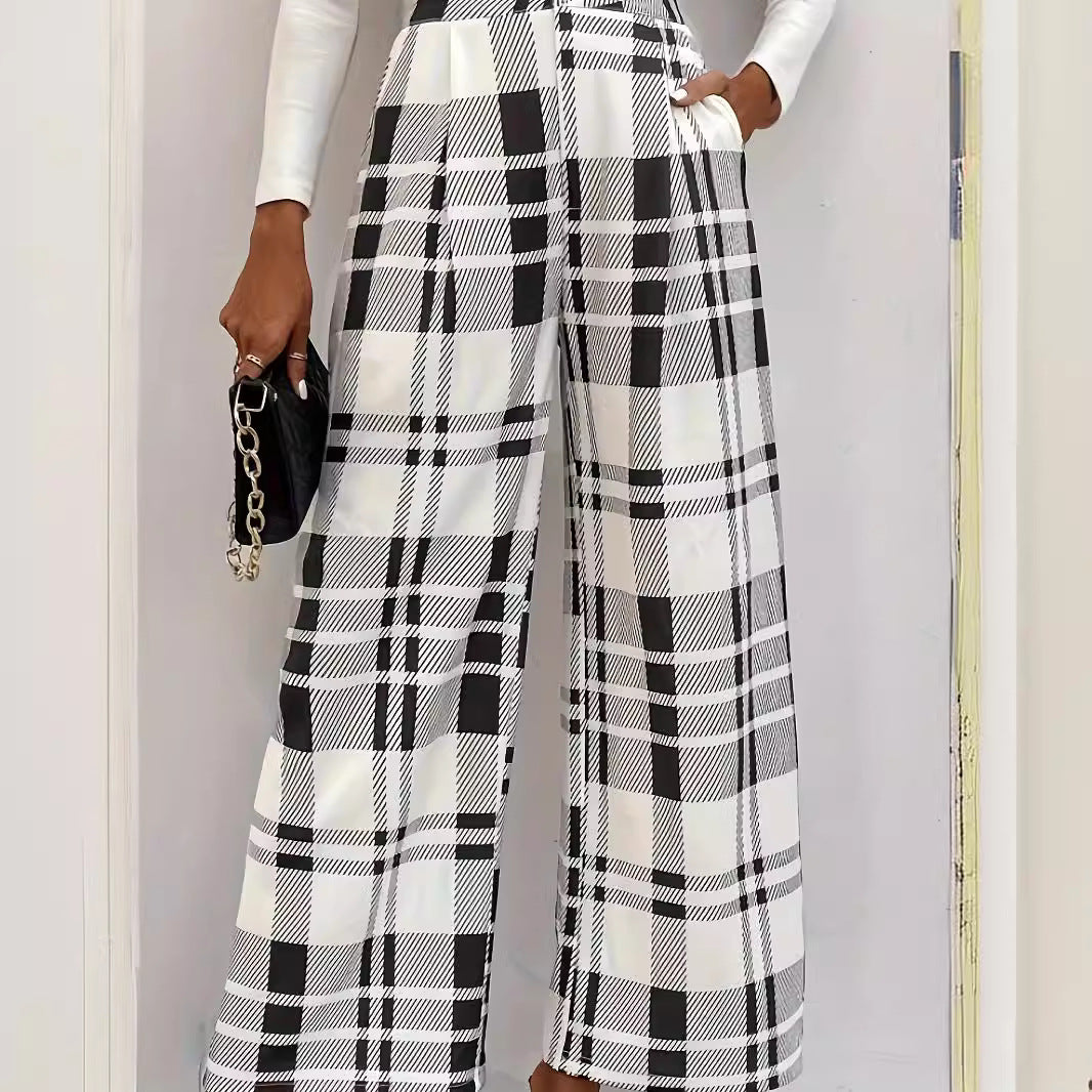 Damen Modische weit geschnittene Karohose Stalluxe
