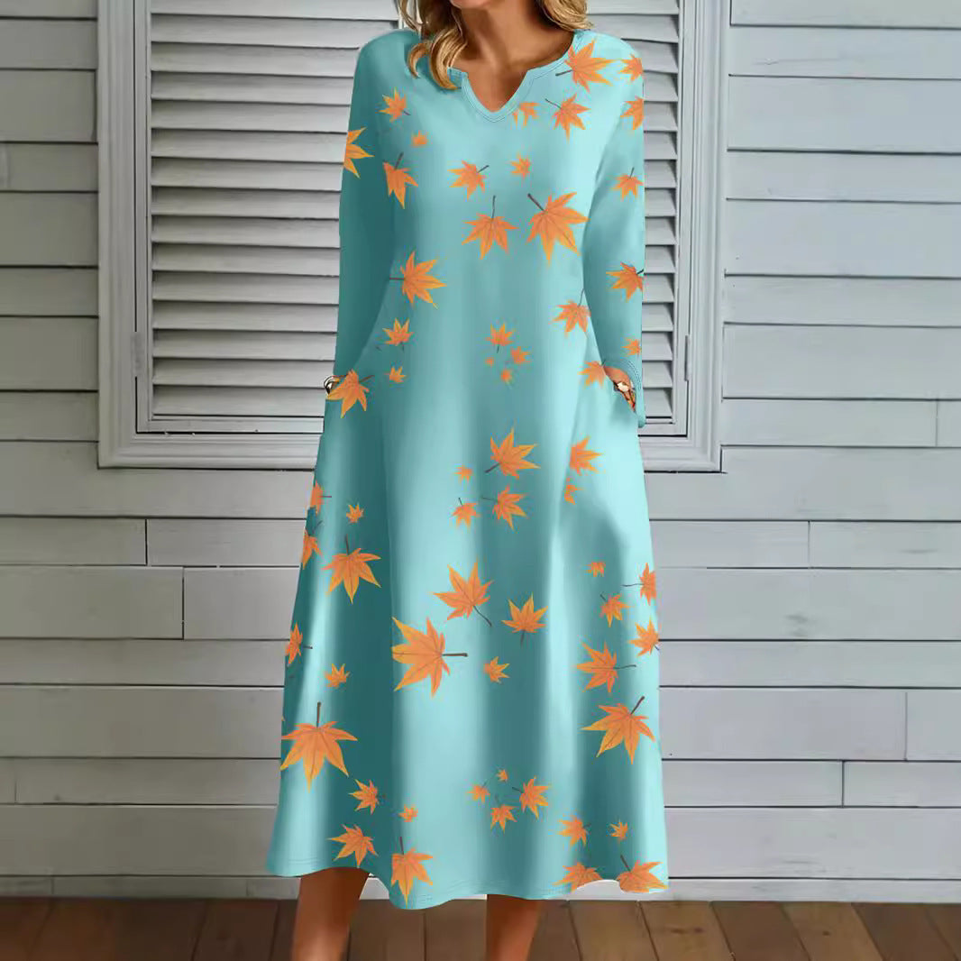 Damen Maxikleid mit V-Ausschnitt und floralem Druck Stalluxe