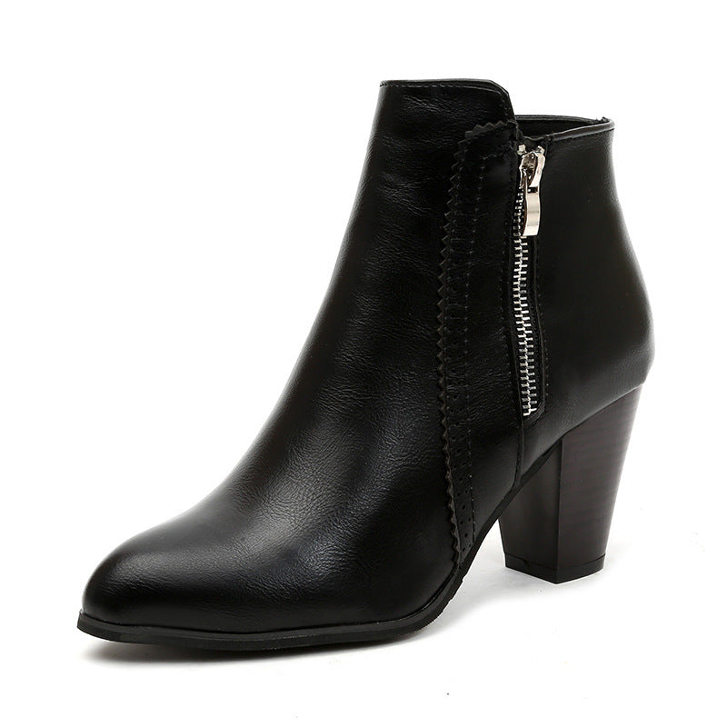Damen elegante Stiefeletten mit modischem Reißverschluss und komfortablem Blockabsatz Stalluxe