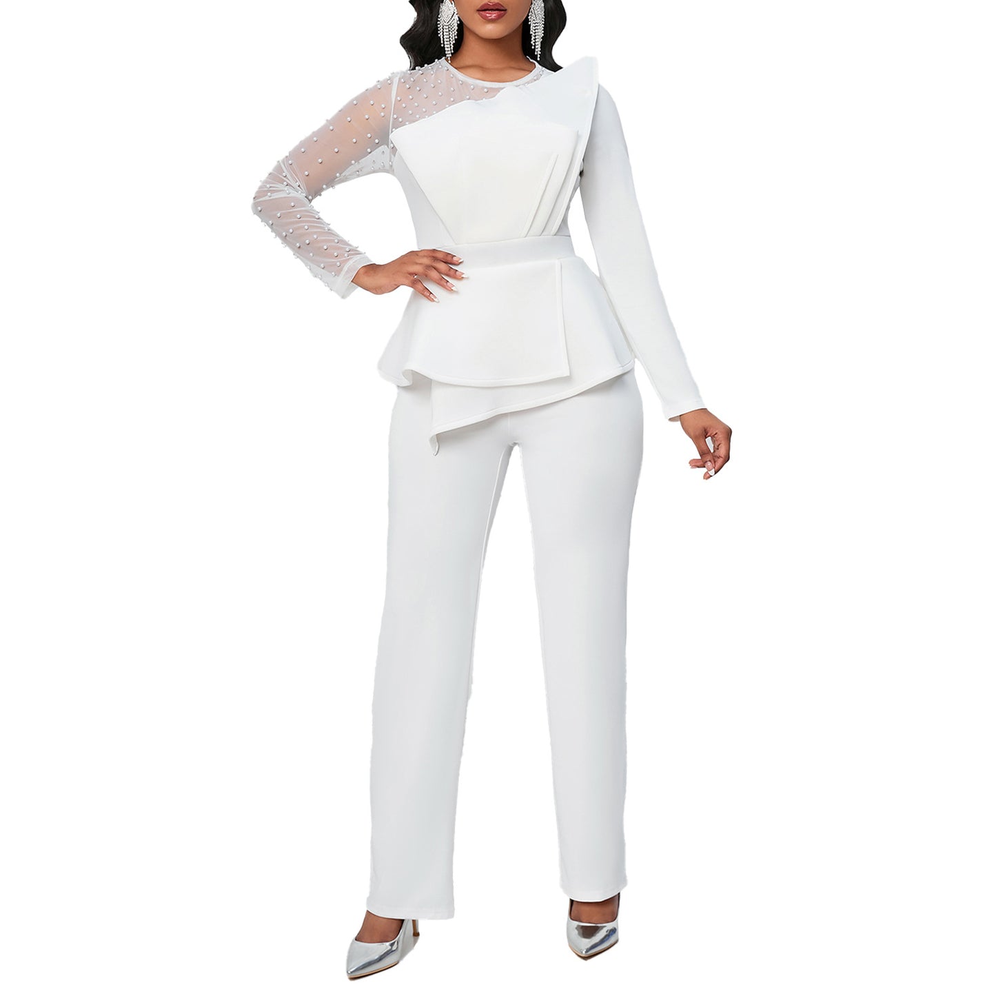 Damen Eleganter Overall mit asymmetrischem Design und raffiniertem Kragen Stalluxe