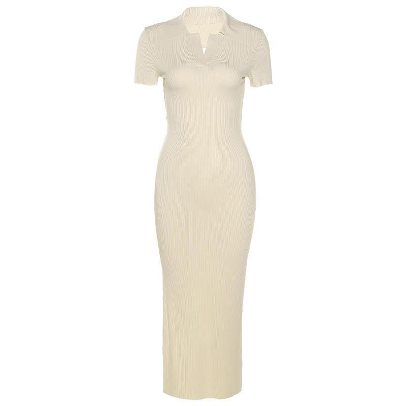 Damen figurbetontes Midi-Kleid mit V-Ausschnitt Stalluxe