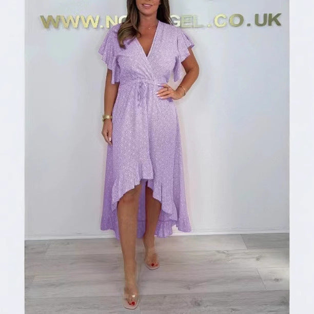 Damen Wickelkleid mit voluminösen Rüschensäumen und tailliertem Schnitt Stalluxe