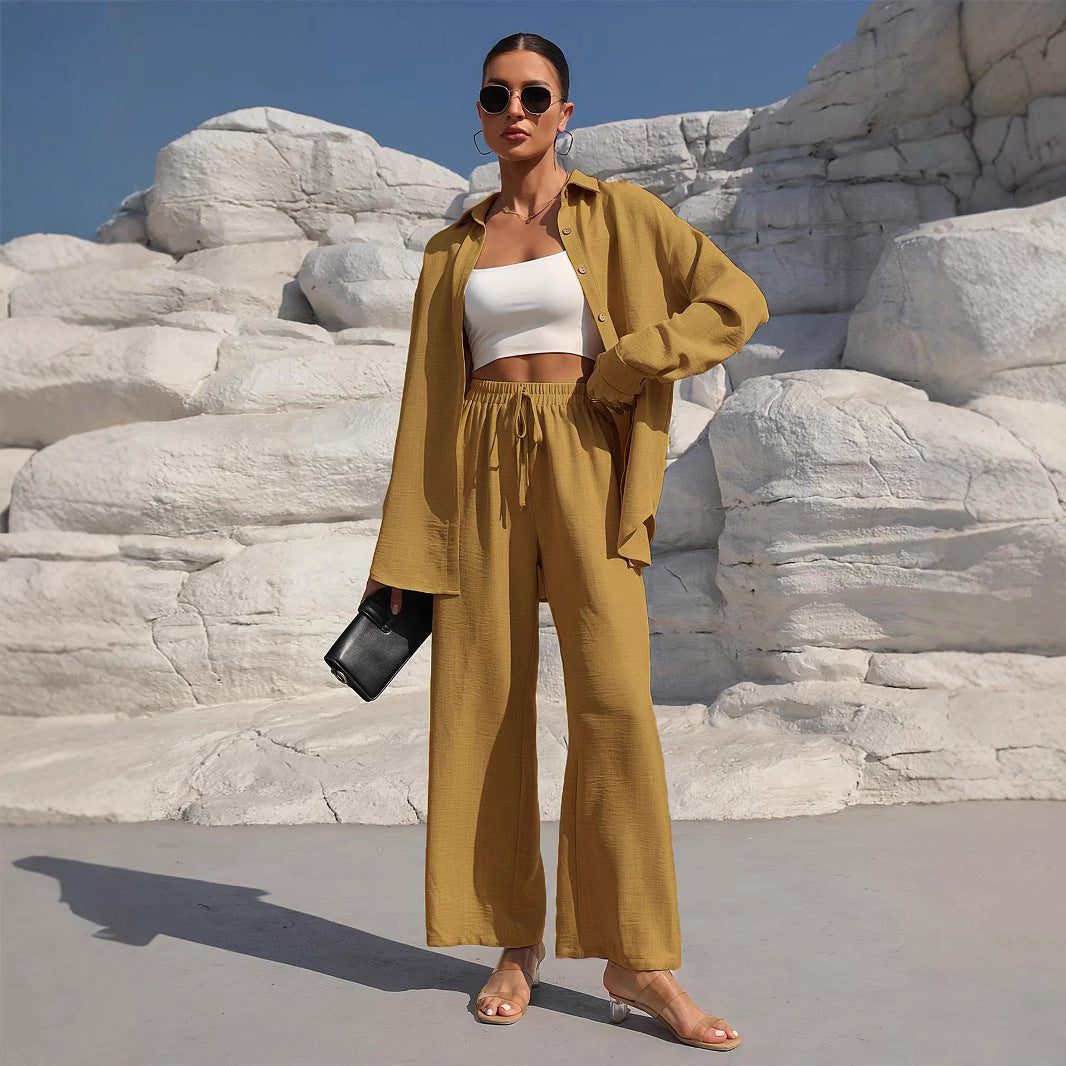 Damen elegantes und lässiges Leinen-Loungewear-Set mit lockerer Passform Stalluxe