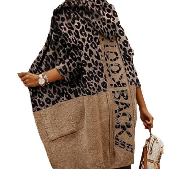 Damen Modischer Oversized Cardigan mit Leopardenmuster Stalluxe