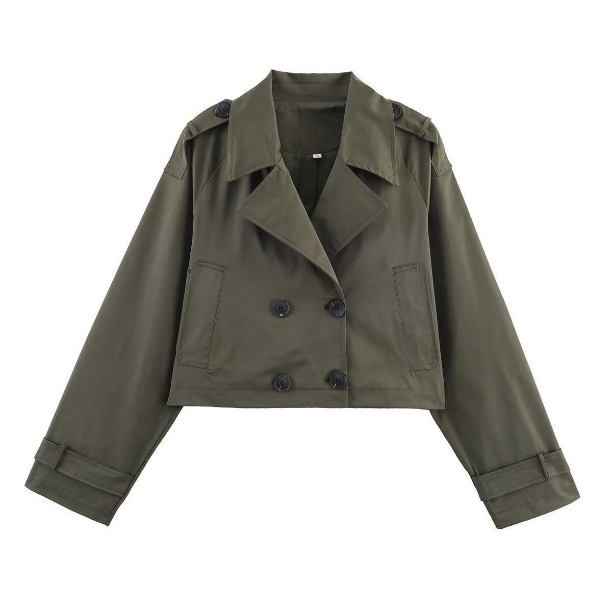 Damen modische cropped Trenchjacke im klassischen Stil mit doppelter Knopfleiste Stalluxe