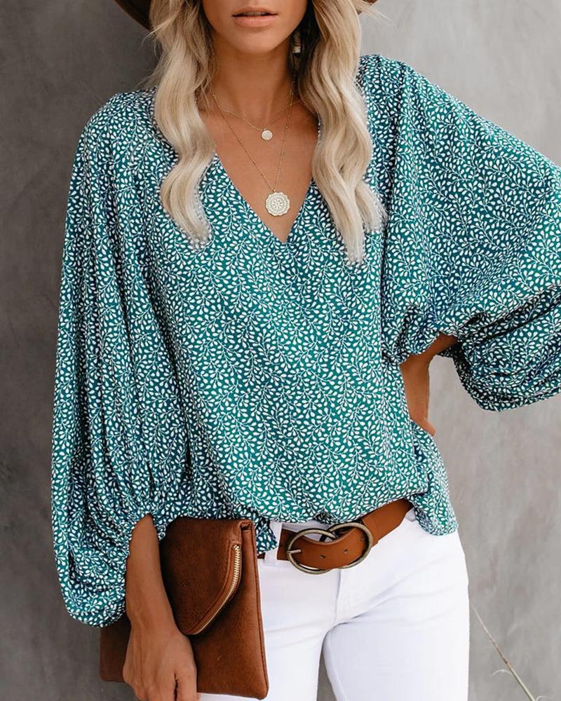 Damen Bluse mit voluminösen Ärmeln und V-Ausschnitt Stalluxe