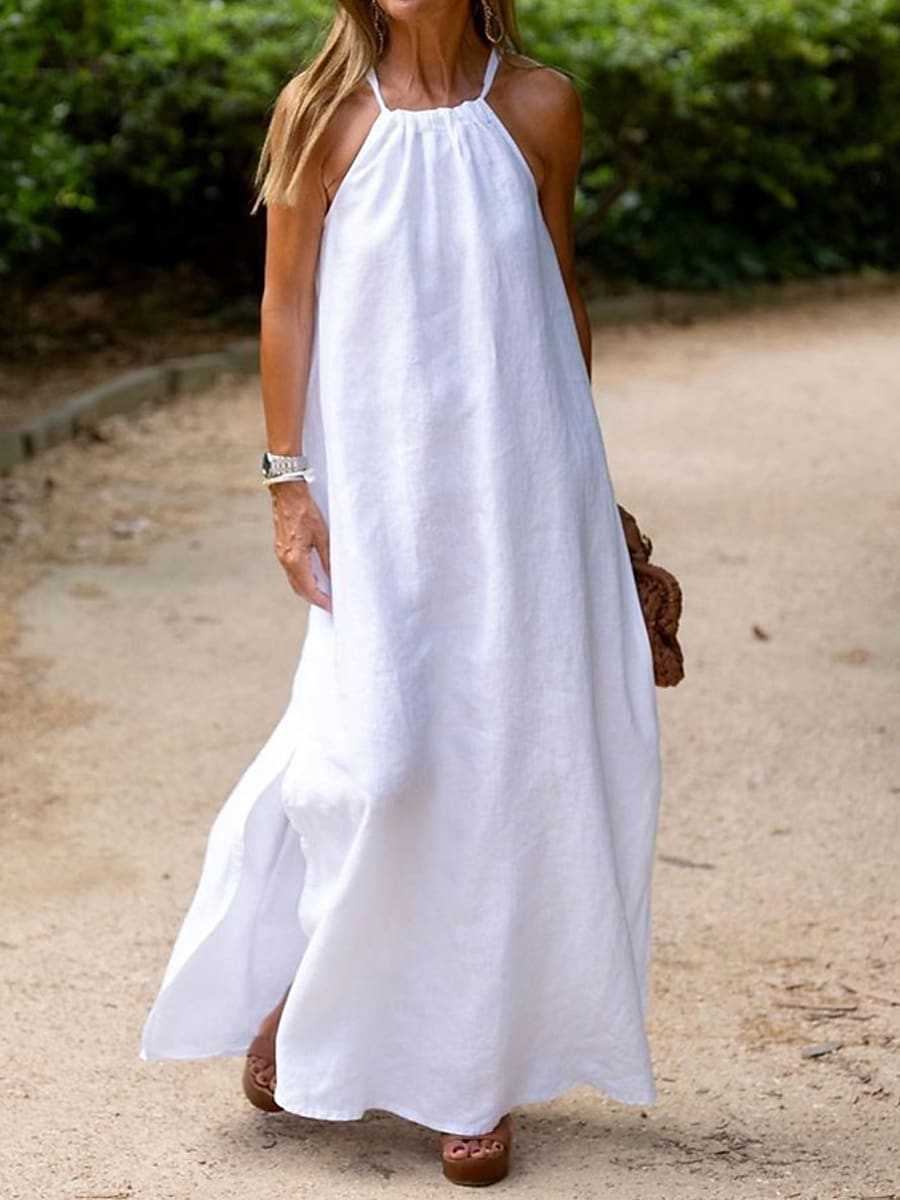 Damen Maxikleid mit Spaghettiträgern und elegantem fließendem Schnitt Stalluxe
