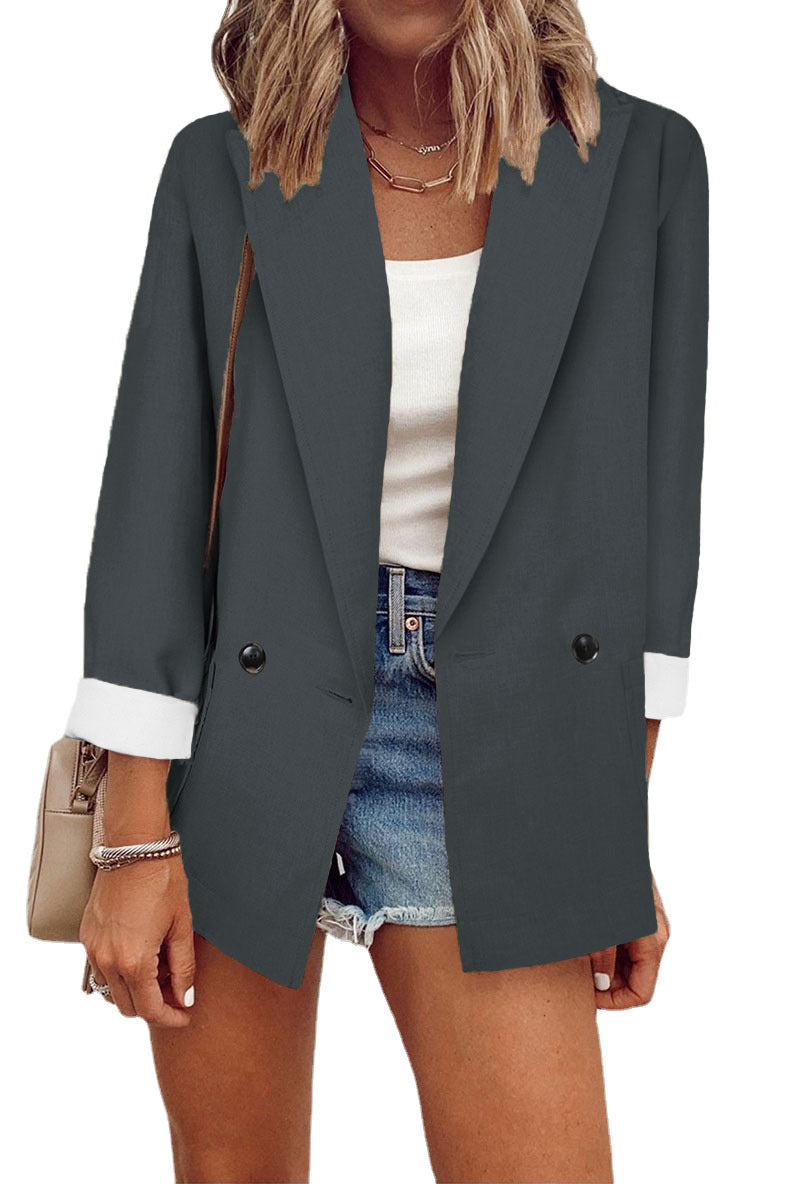 Damen modischer Blazer im Oversized-Schnitt mit tiefen Taschen und umgeschlagenen Ärmeln Stalluxe