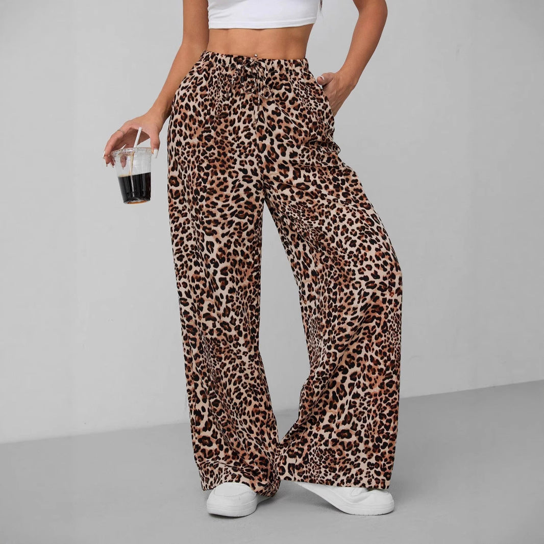 Women's Relaxed Fit Leopard Print Palazzo Pants Stalluxe
