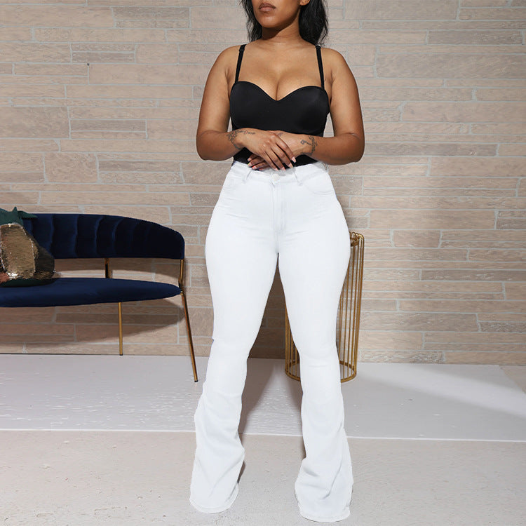 Damen Flared Jeans mit hohem Taillenbund und figurformendem Schnitt Stalluxe