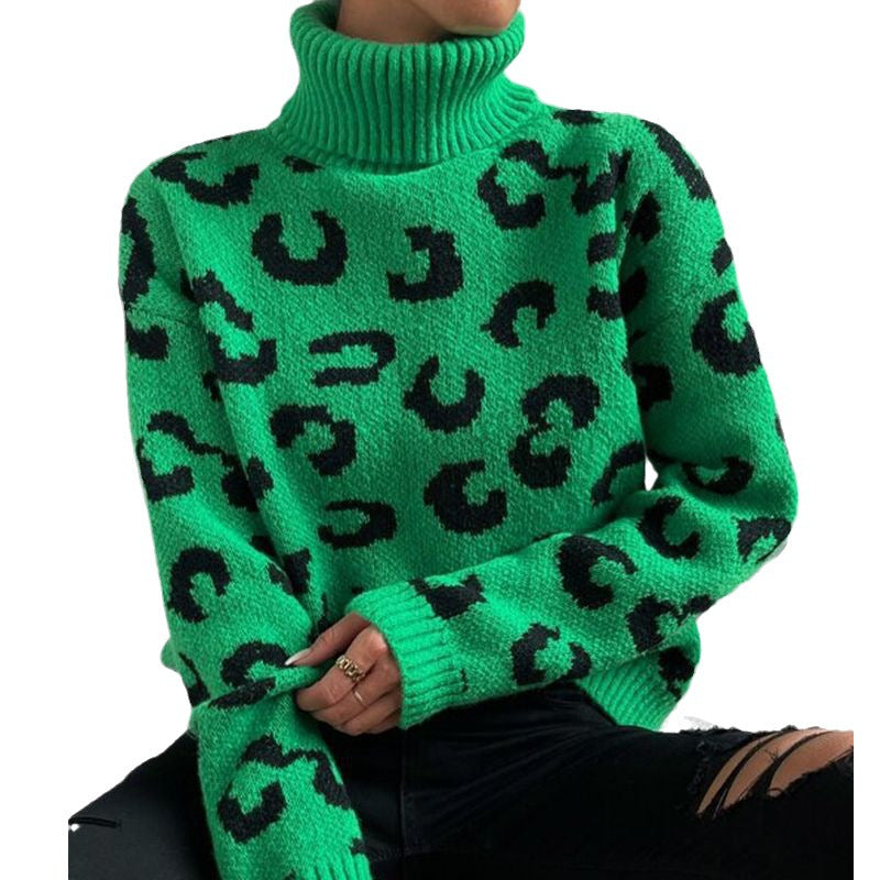 Damen Stehkragen Pullover mit Leopardenmuster Stalluxe