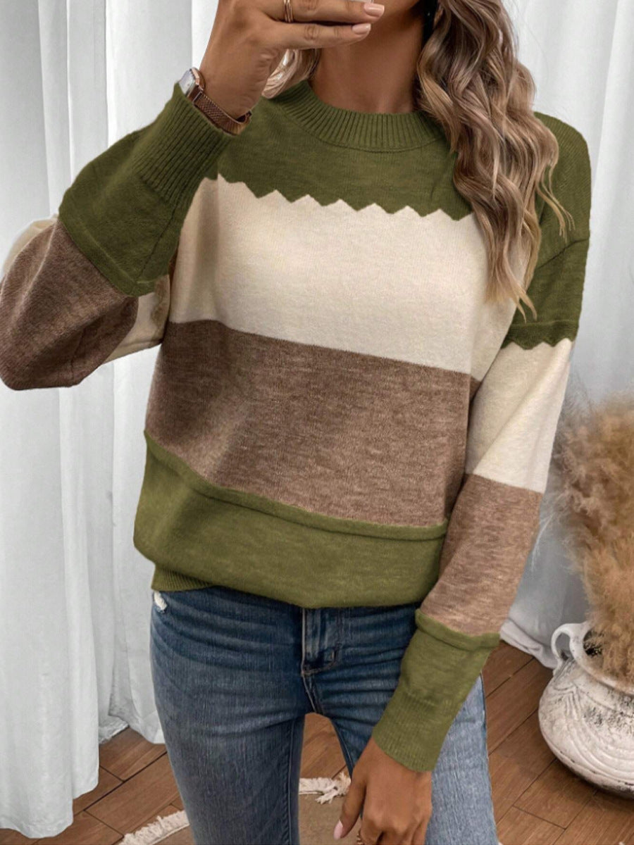 Damen gemütlicher Pullover mit modernem Blockstreifen-Design Stalluxe