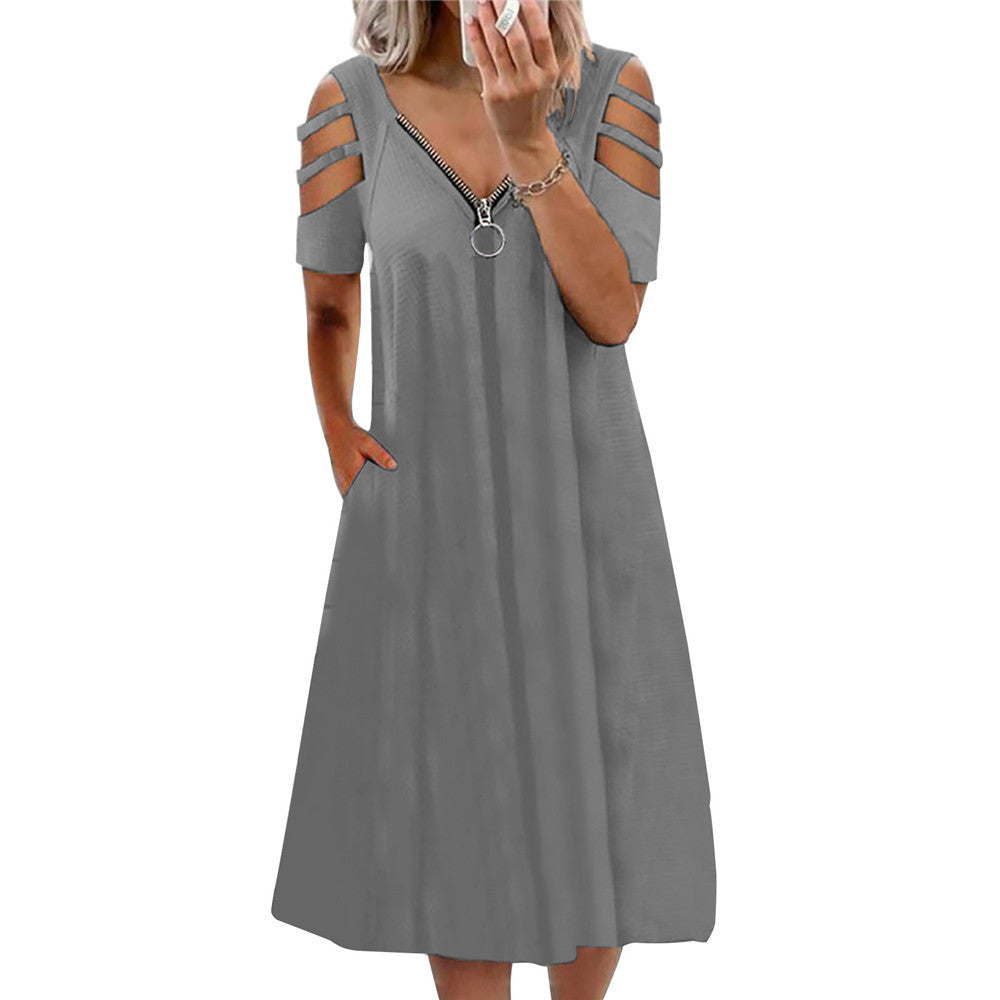 Damen Kleid mit offenen Schultern und tiefem V-Ausschnitt Stalluxe