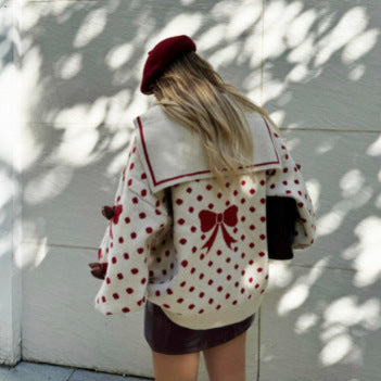 Damen Grobstrickpullover mit einzigartigem Kragen und femininen Details Stalluxe