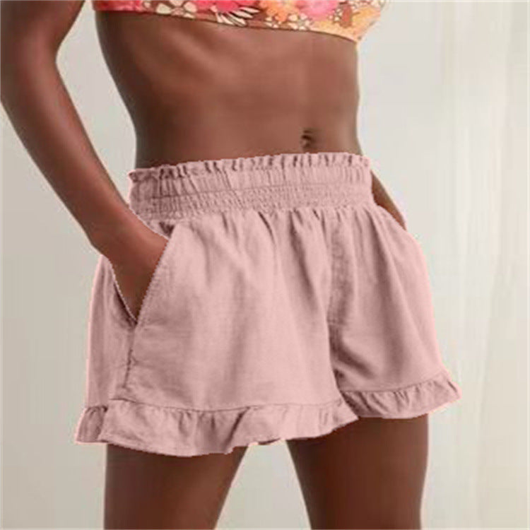 Damen Lockere Shorts mit Volant und Taschen Stalluxe