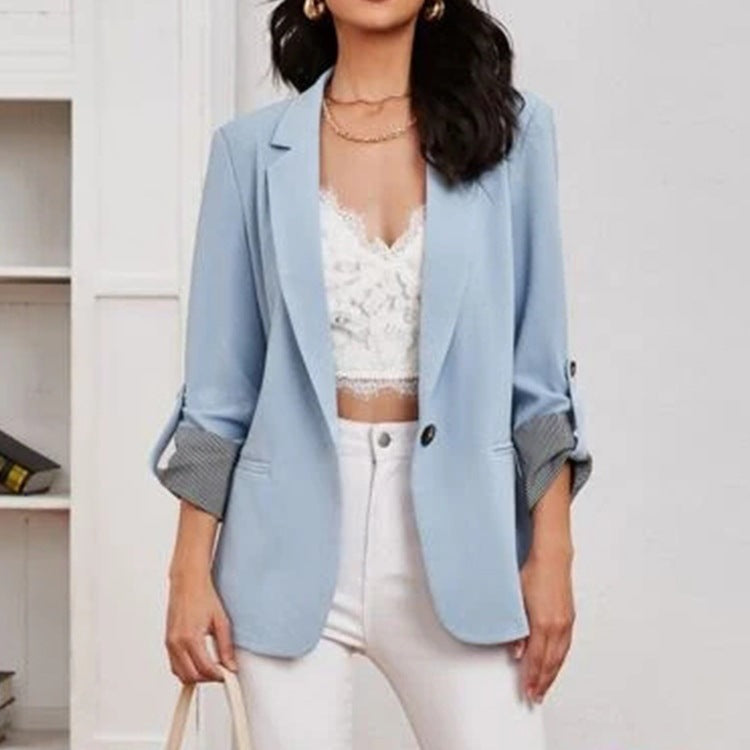 Damen Eleganter lässiger Blazer mit umschlagbaren Ärmeln und klassischem Schnitt Stalluxe