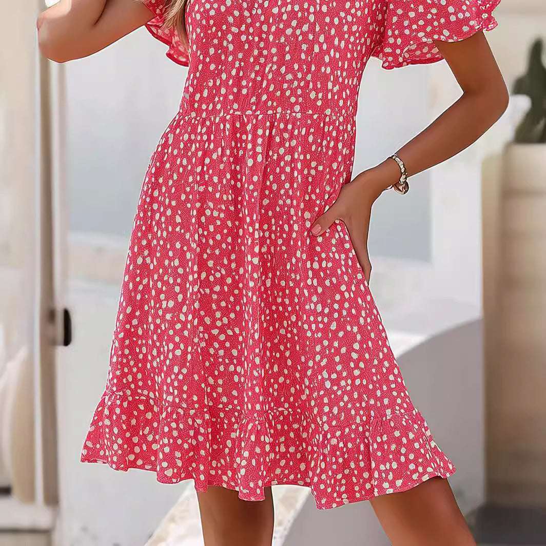 Damen lässiges Freizeitkleid mit fließendem Schnitt und Rüschensaum Stalluxe