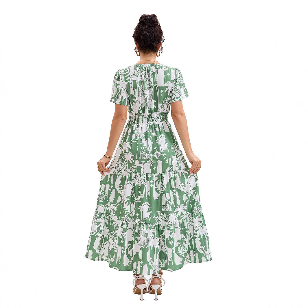 Damen Maxikleid mit floralem Druck und voluminösem Rock Stalluxe