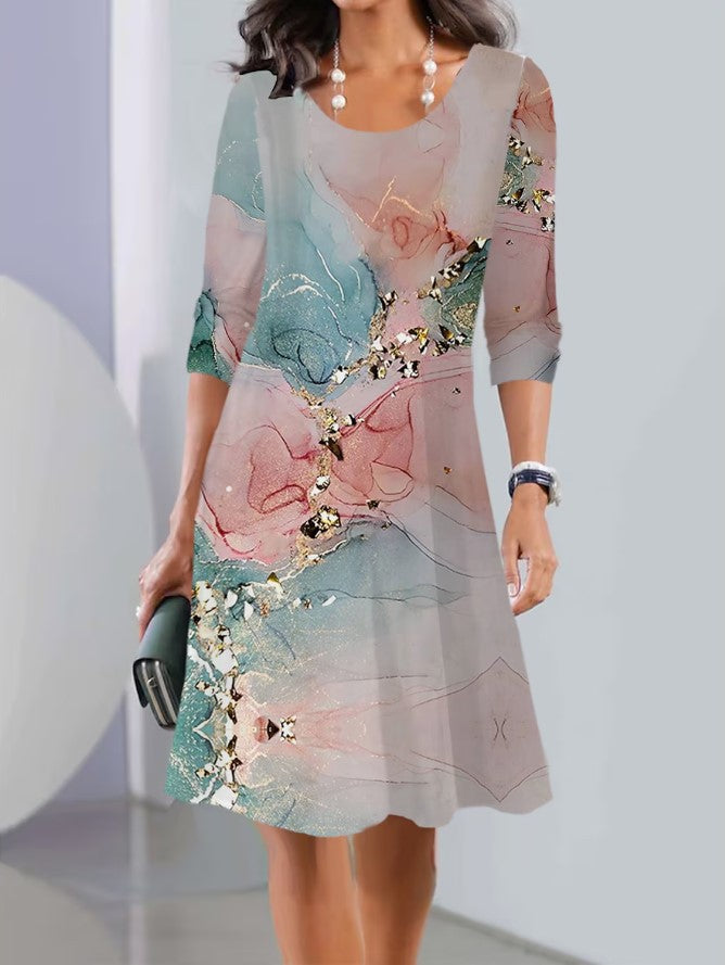 Damen A-Linien Kleid mit zartem floralem Muster Stalluxe