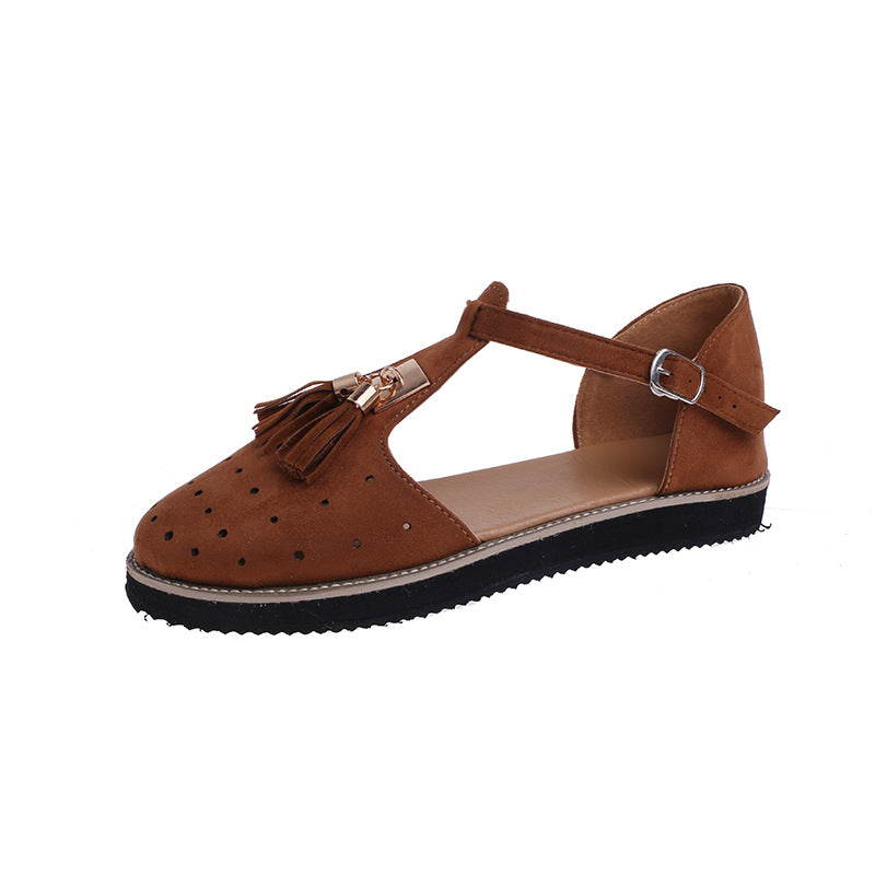 Damen elegante Ballerinas mit modischem Quastendetail und verstellbarem Riemen Stalluxe